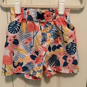 RUGGEDBUTTS Tropical Floral Print Toddler Swim Trunks - Size 12-18 months